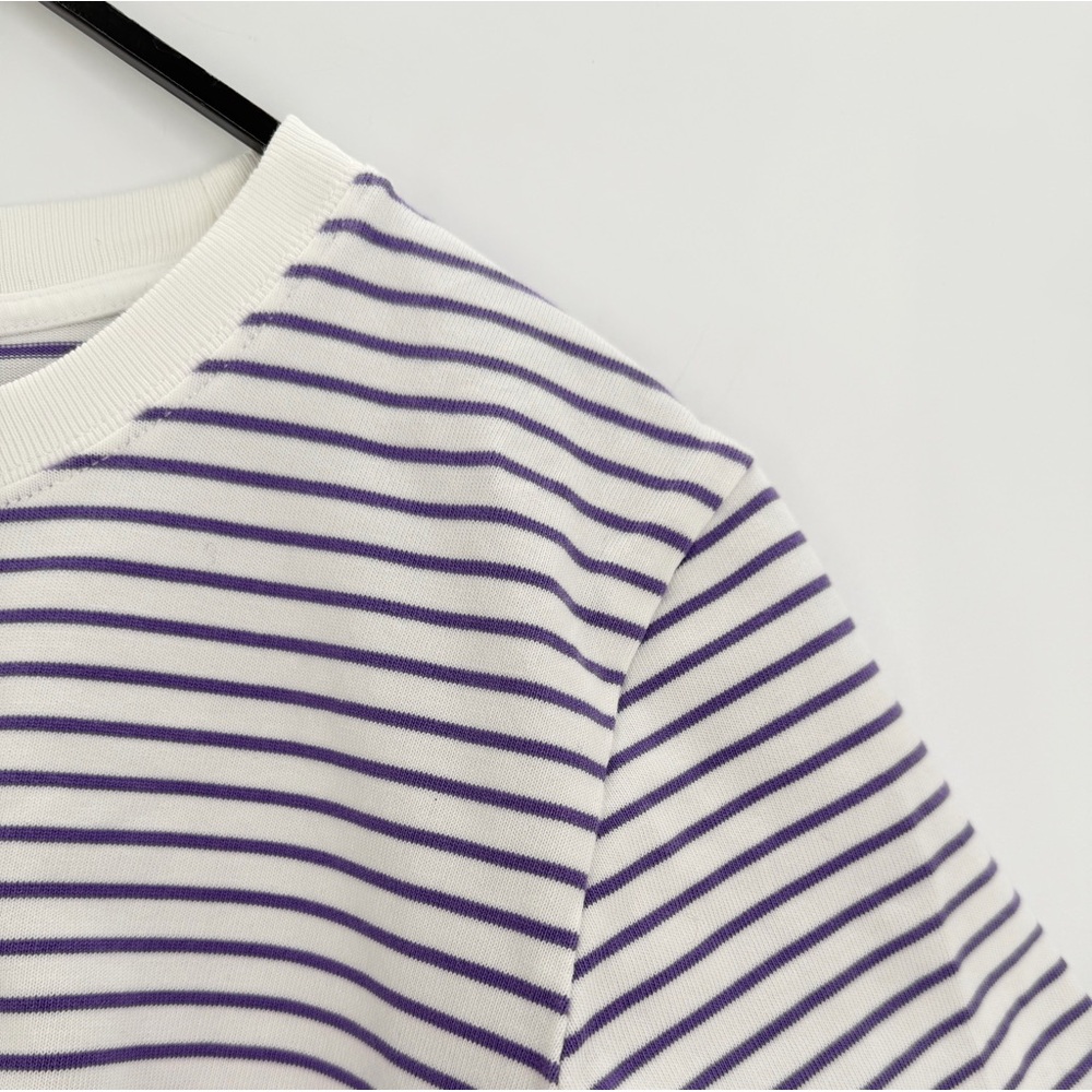 Cos Clean Cut Regular Striped T-Shirt In White Purple - Picture 4 of 7